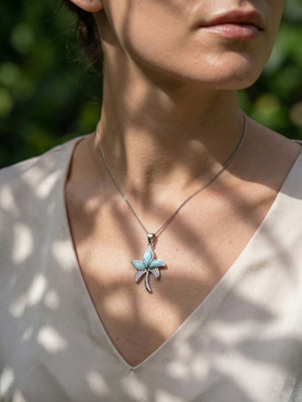 925 Sterling Silver Larimar Gemstone Necklace Jewelry | Silver Necklace